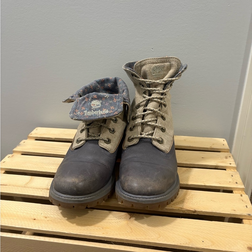 Timberland Blue and Tan Outdoor Boots